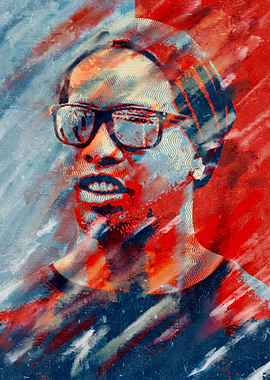Abstract Portrait in Red and Blue