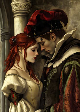 Medieval Jester Romance Painting