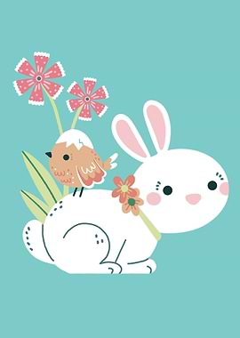 Cute Bunny and Bird