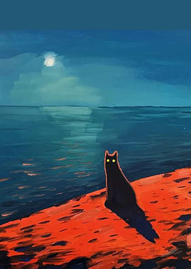 Black Cat by the Sea