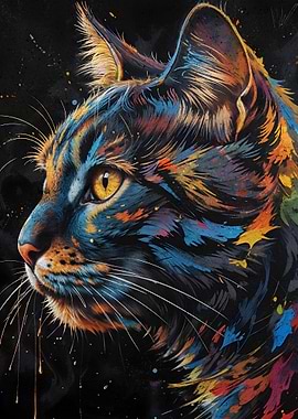 Colorful Graffiti Cat Portrait