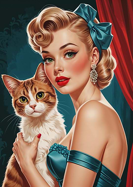 Blonde Pin-up Cute Cat