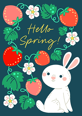 Spring Bunny with Strawberries