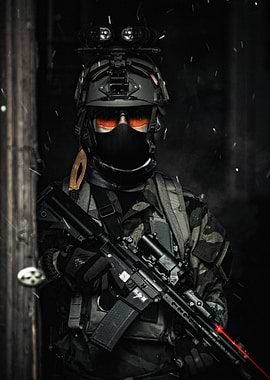 Military Soldier with Rifle