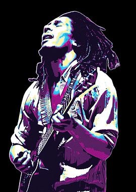 Bob Marley Guitar Portrait / m22