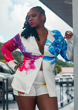 Floral Print Blazer and Shorts Set