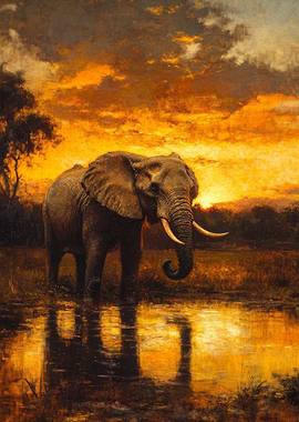 Elephant at Sunset
