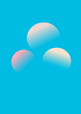 Abstract Gradient Shapes Blue, White and Pink