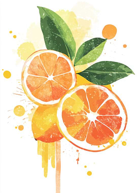 Watercolor Citrus Fruit