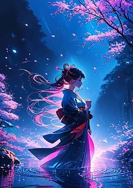 A Goddess in Night Cherry Blossom