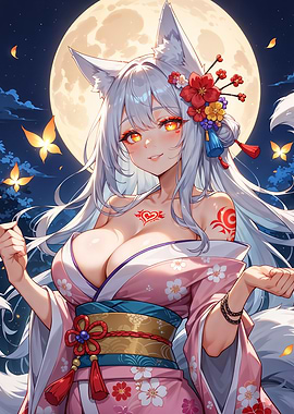 Kitsune Girl in Kimono