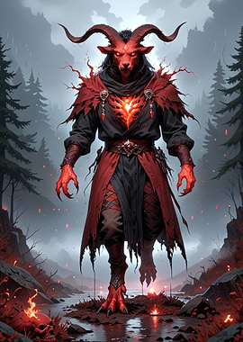 Goat Like Demonic Figure in Forest