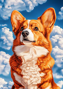 Welsh Corgi Against Blue Sky