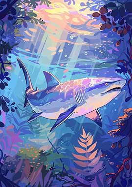 Shark Underwater Art