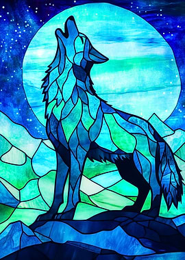 Stained Glass Wolf