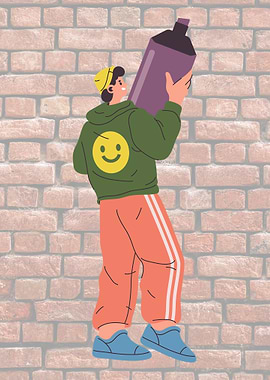 Smiling Man with Spray Paint