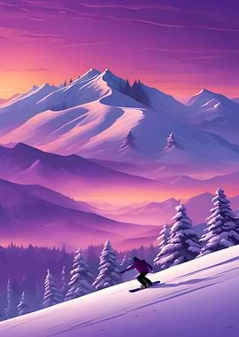 Snowboarder at Sunset