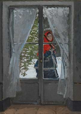 Woman in Red at Window