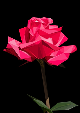 Pink Rose Low Poly Style