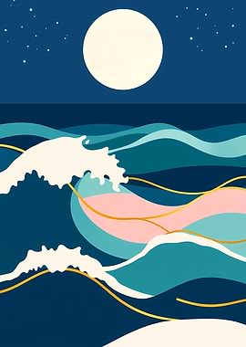 Ocean Waves Night