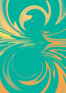 Abstract Swirl Art Green, Yellow and Orange