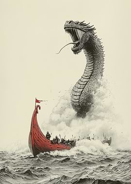 Dragon and Viking Ship