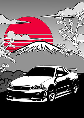 Nissan Skyline R34 & Mt. Fuji