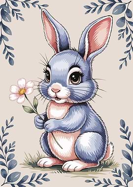 Cute Bunny with Flower