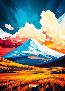 Cotopaxi Mountain Ecuador Art Poster