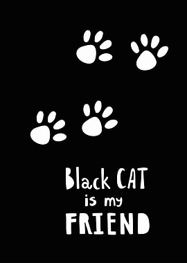 Black Cat Friend Paw Prints