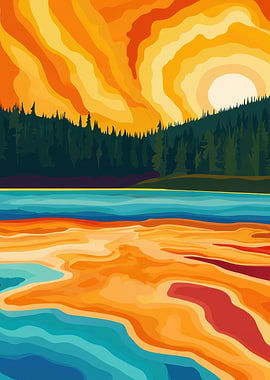 Sunset Lake Landscape