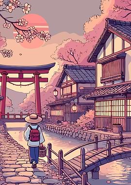 Japanese Village Sunset