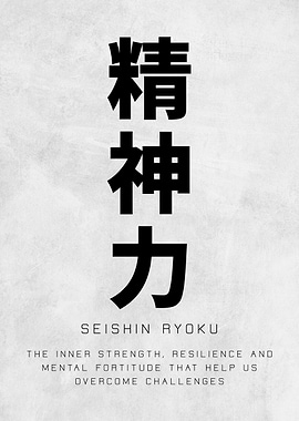 Japanese Kanji for Mental Strength The Japanese Way Inspirational Motivational Quote Art