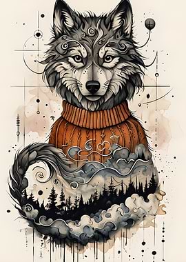 Wolf in a Forest Sweater
