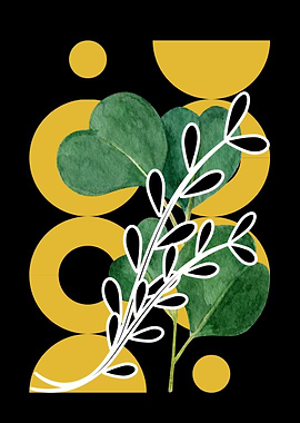 Green Leaves and Gold Circles