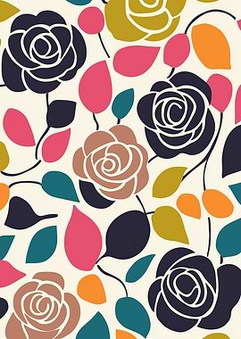 Roses Matisse Floral Mid Century
