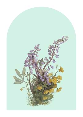 Wildflower Bouquet Green Vintage