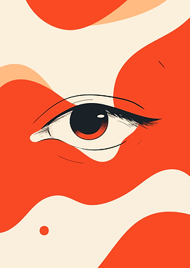 Red Eye Surreal Abstract Minimalist Art Illustration