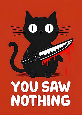 Black Cat with Knife