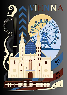 Vienna Austria Cityscape Illustration