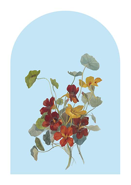 Flower Bouquet Blue Vintage