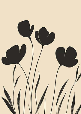 Wildflowers Mid Century Black