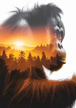 Orangutan at Sunset