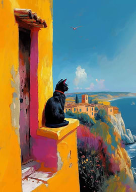 Black Cat on a Cliffside