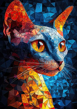 Cat Portrait in Mosaic