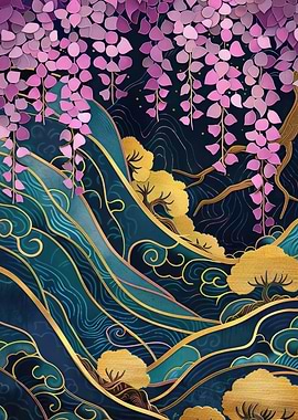 Wisteria & Mountains