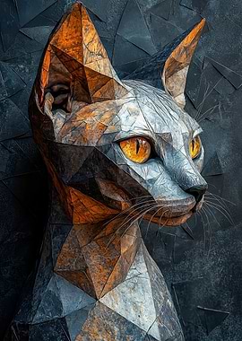 Geometric Cat Sculpture