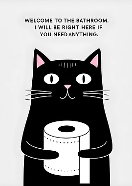 Cat Holding Toilet Paper
