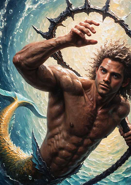 'The Abyss Beckons' - Merman Painting