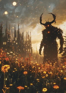 Silhouetted Demon in a Field